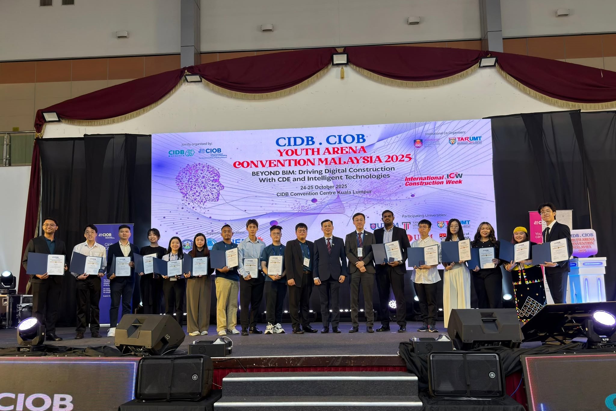 Teong (second from left) at the 11th CIDB•CIOB Youth Arena Convention Malaysia 2025