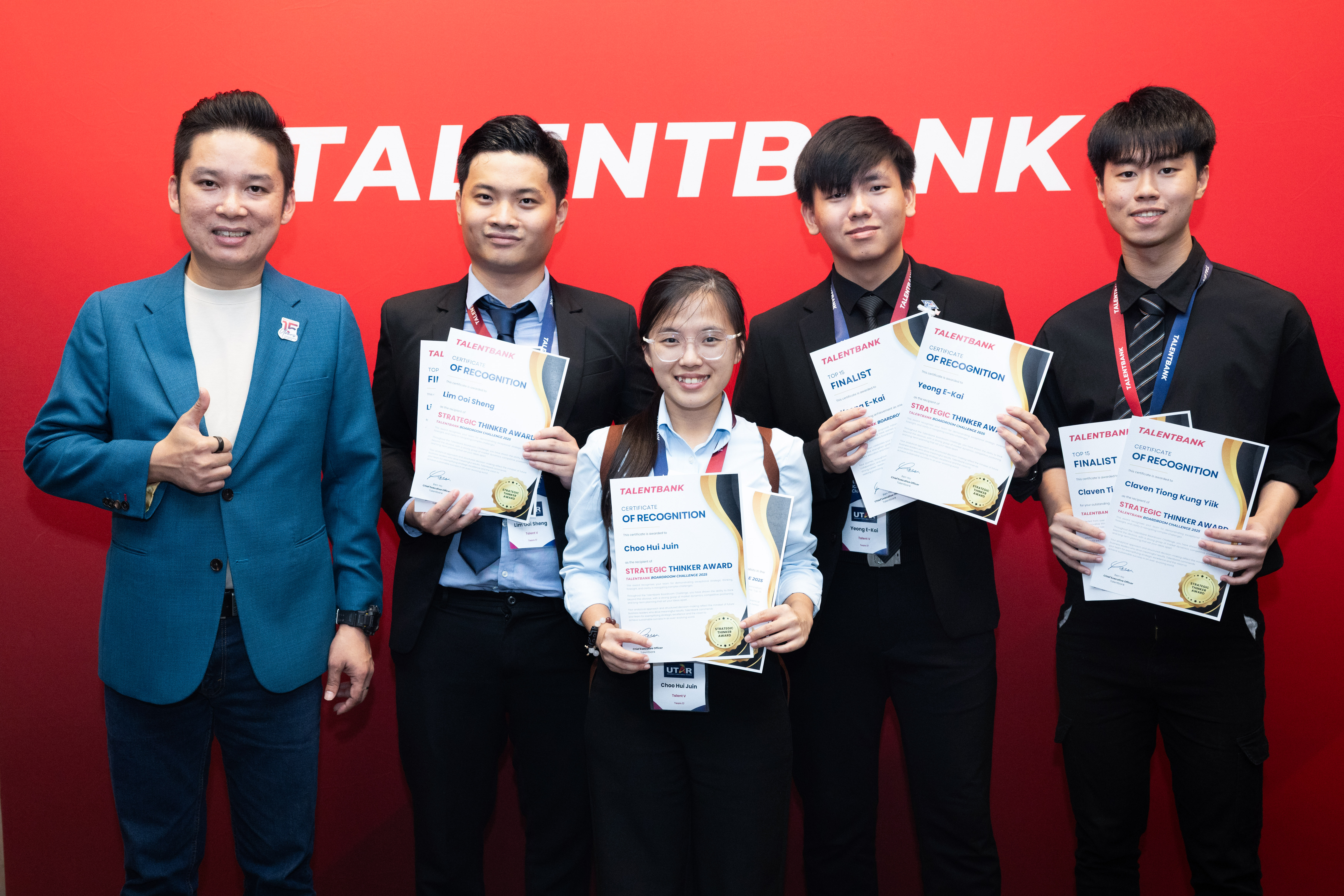 Team Talent V (second from left): Mr Lim, Ms Choo, Yeong and Claven Tiong with Talentbank Founder and Chief Executive Officer Mr Ben Ho (far left) (Photo credit: Talentbank)