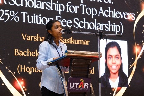 From left: Shawn, Varsha, and Chong expressing their gratitude for the scholarships