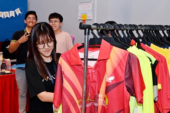 Students visiting the booths