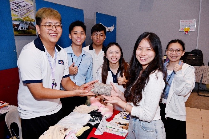 Students visiting the booths
