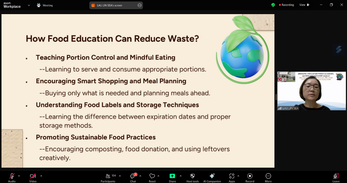 Prof Lau elucidating how food education can reduce waste 