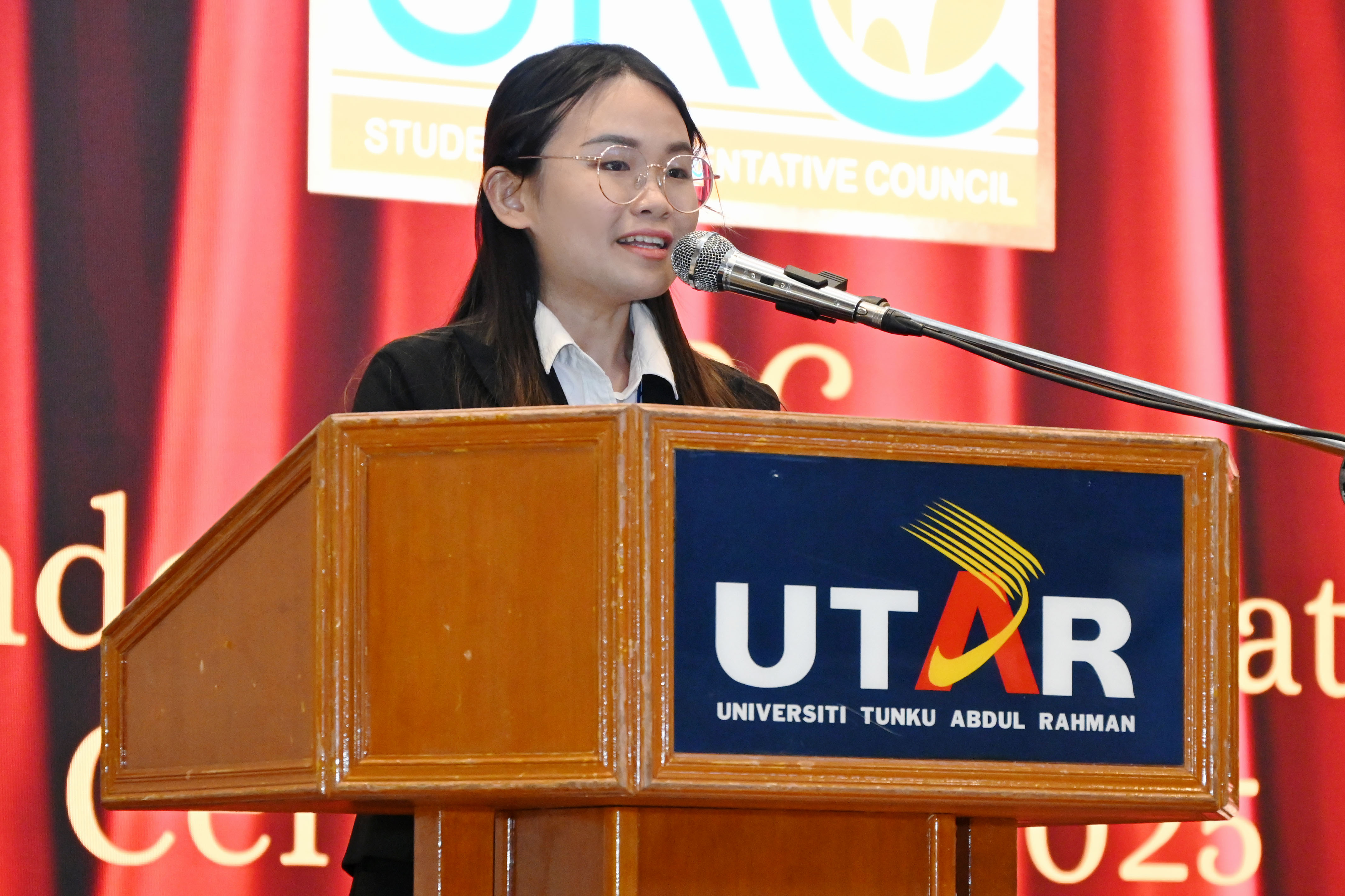 Ong emphasising the newly elected SRC's commitment to serve the student community