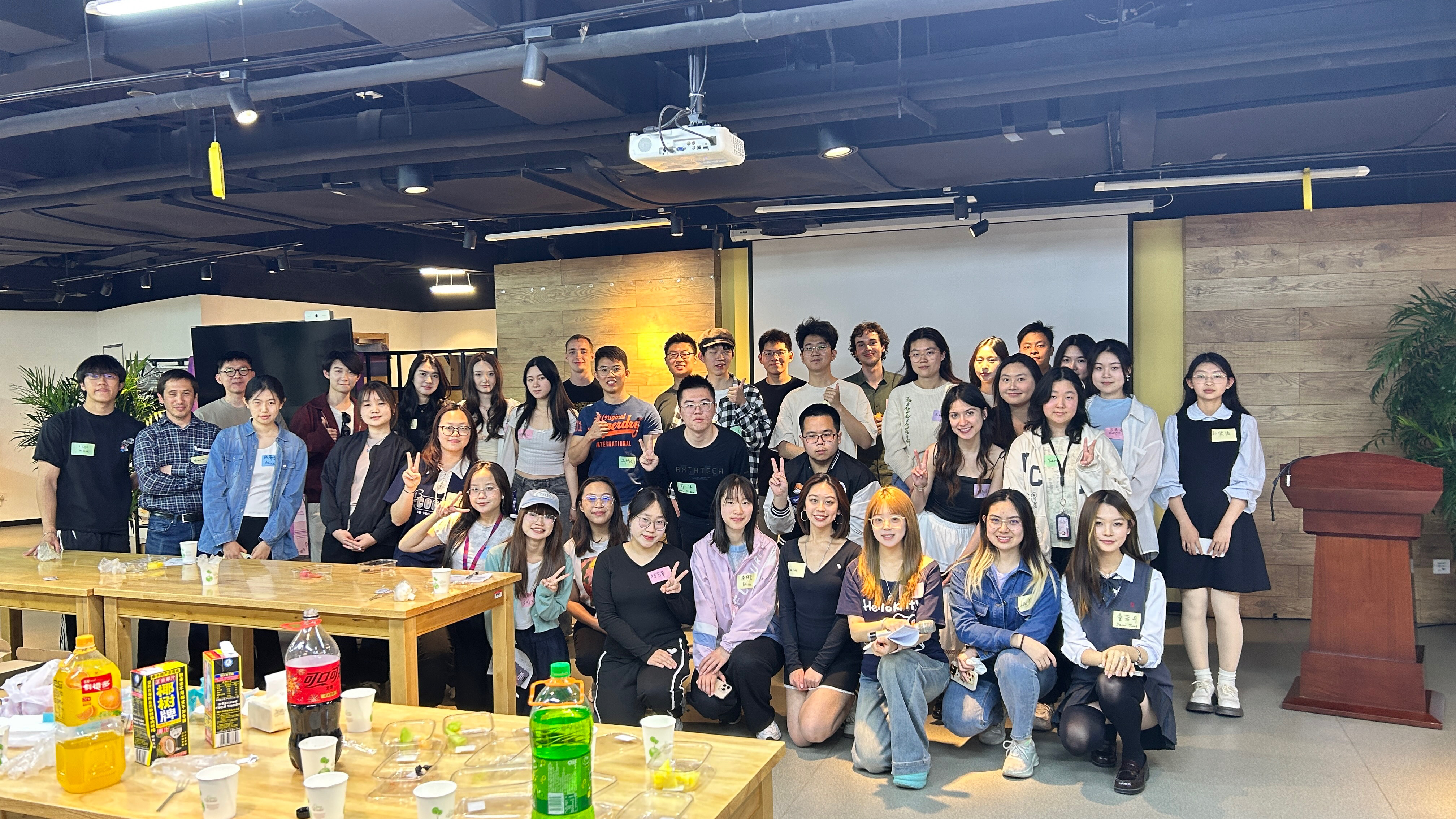 Aw (third row, third from right) with THU students at a cross cultural event