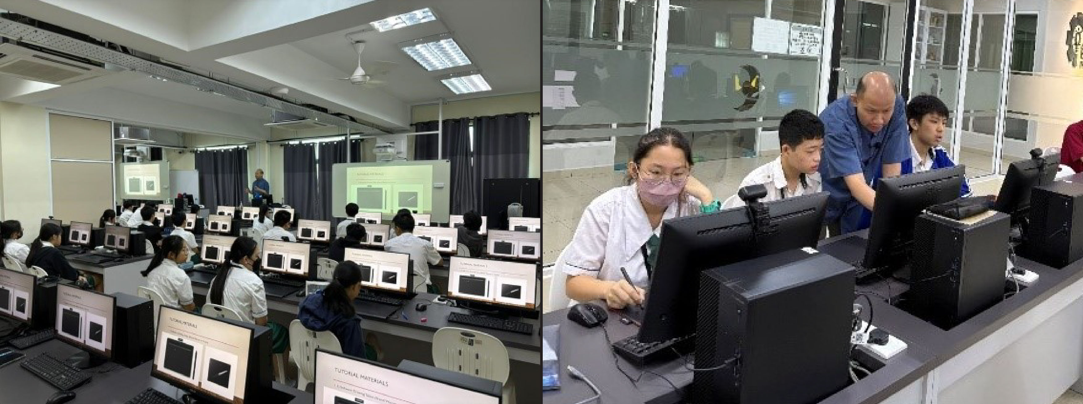 Students exploring 2D Animation art with Ts Ng 