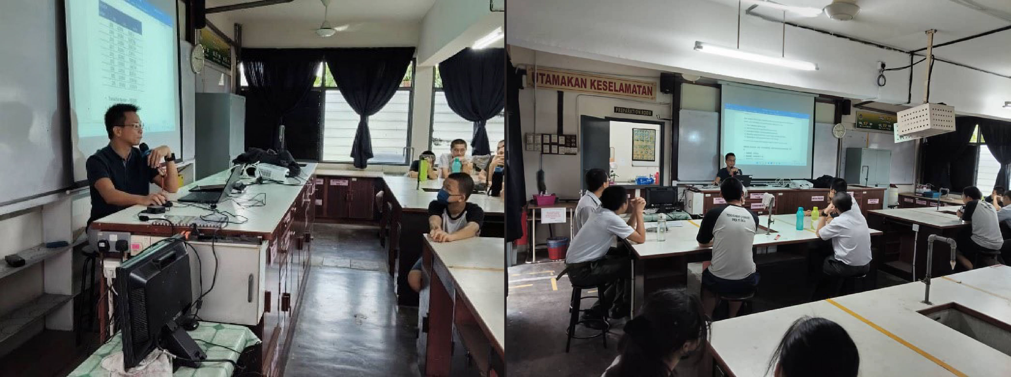 Dr Ng guiding students in developing essential Excel skills