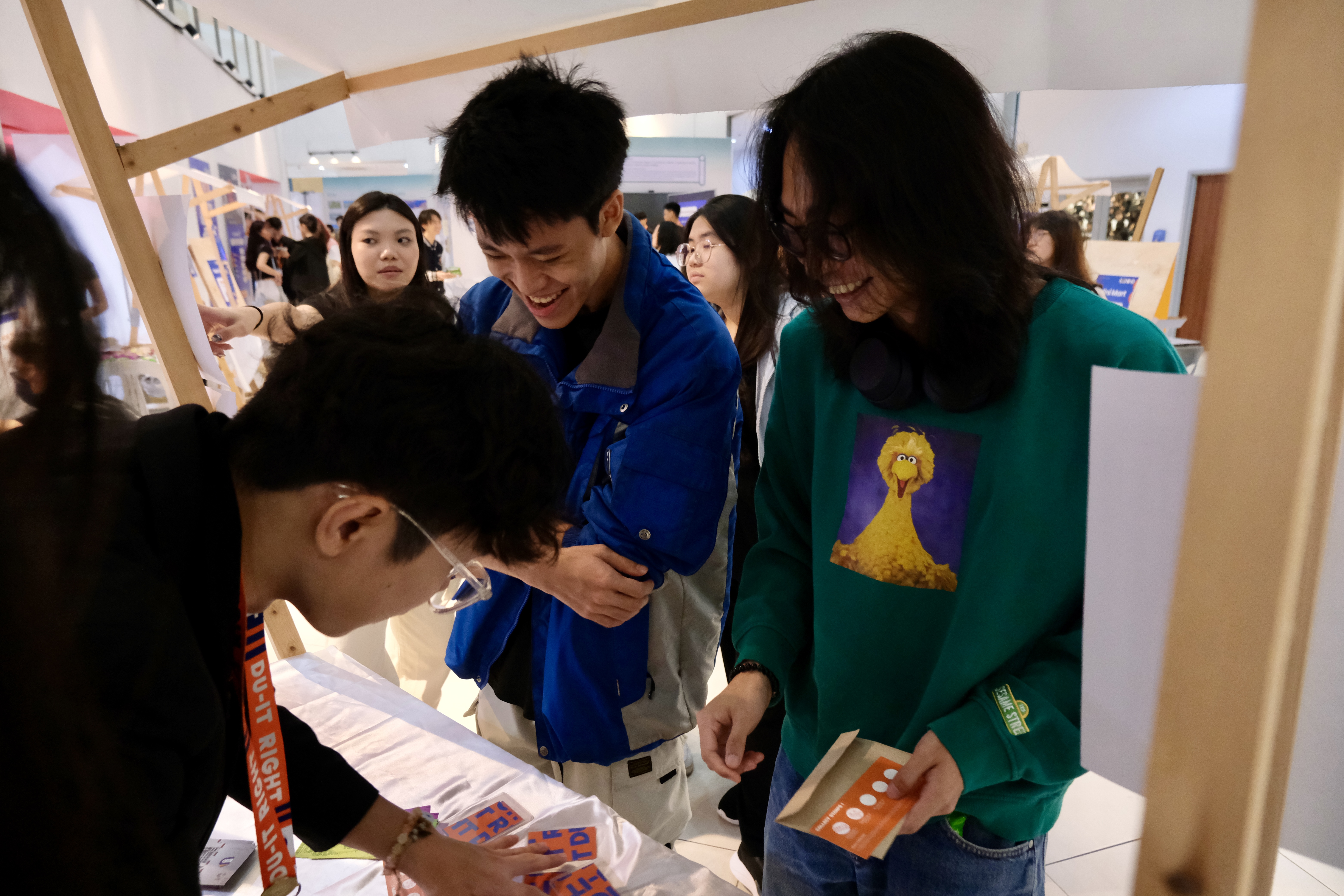 Students exploring the activities at each booth