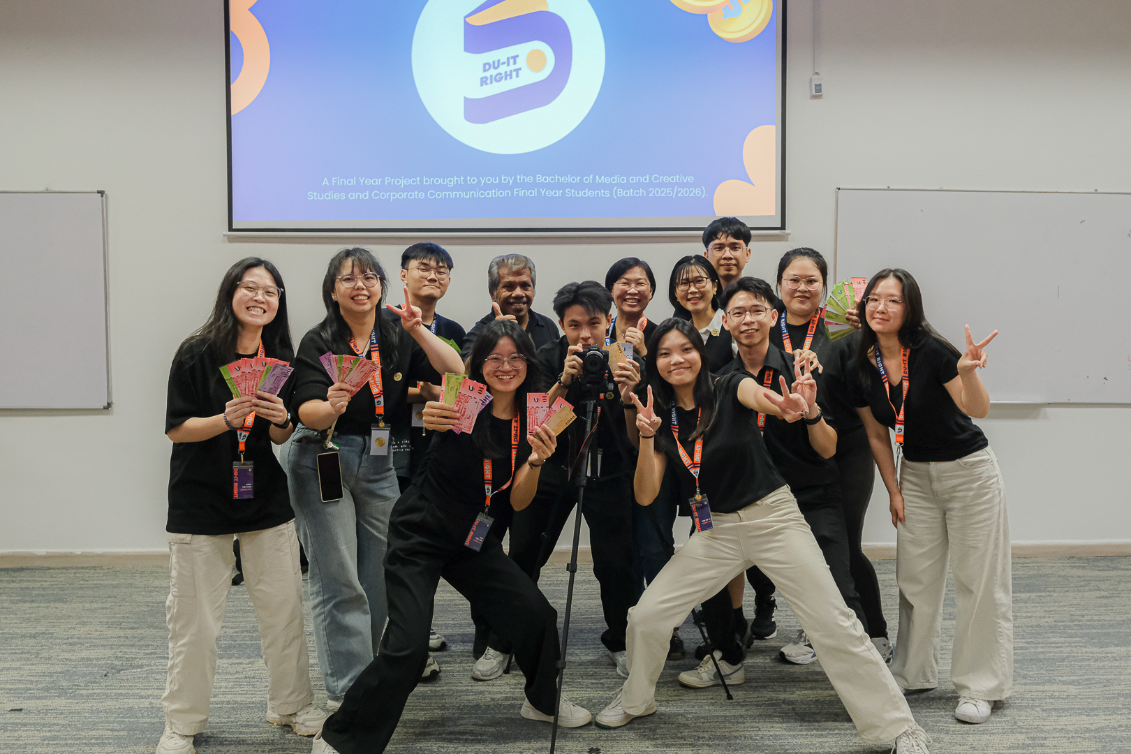 The Du-it Right organising committee with their supervisors, celebrating the campaign’s success