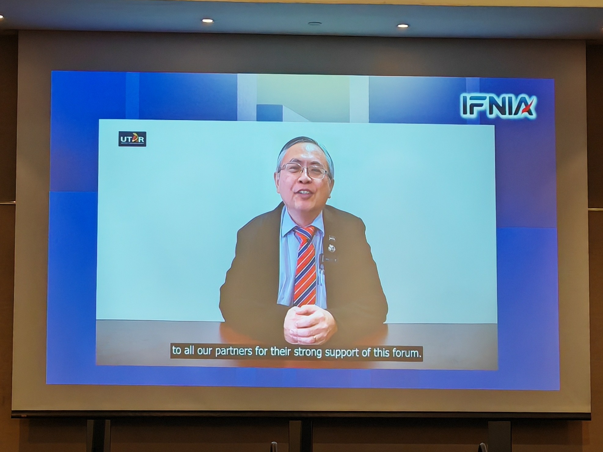 Prof Dato’ Ewe delivering his welcome remarks via video recording