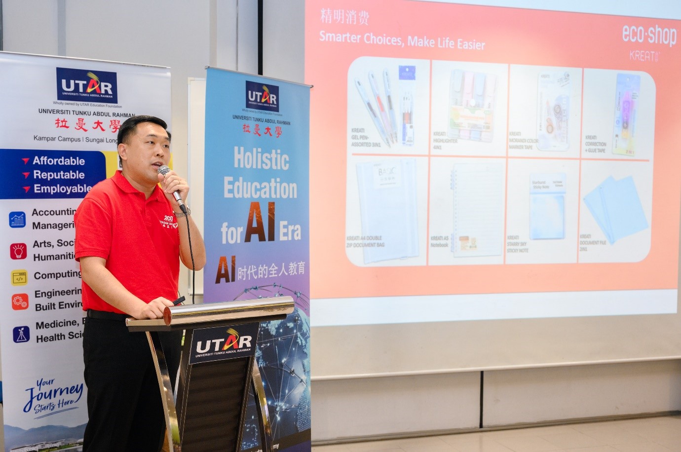 Mr Lee Khang Soon highlighting key features of some products