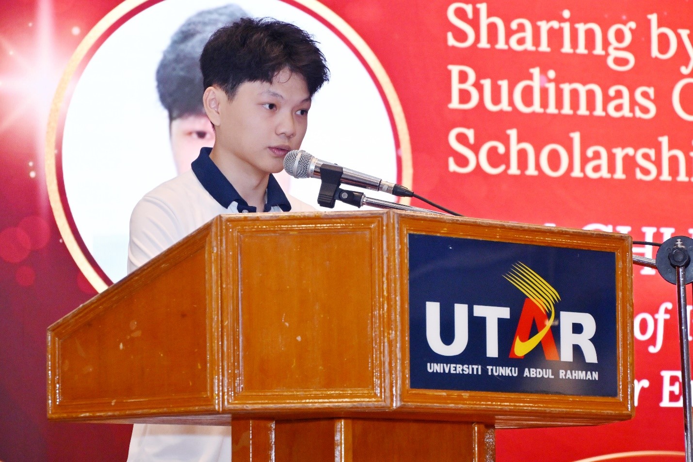 Lim sharing how the scholarship has eased his family’s burden and renewed his hope for the future