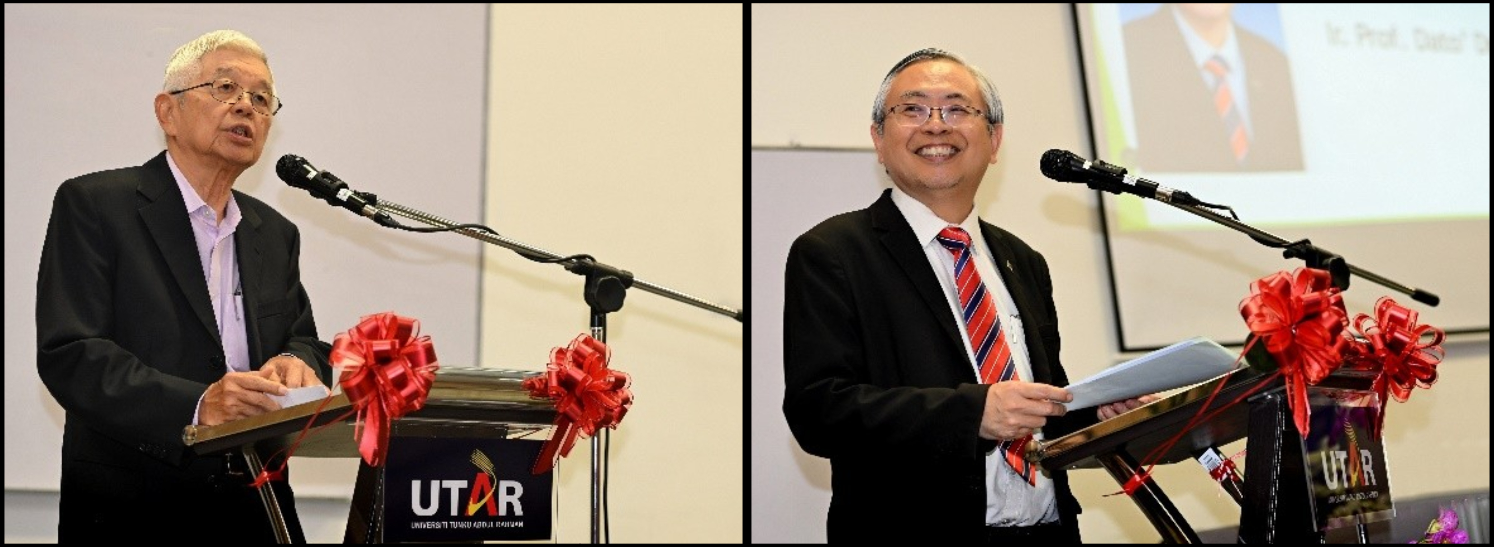Tan Sri Ting (left) and Prof Dato’ Dr Ewe delivering their speeches