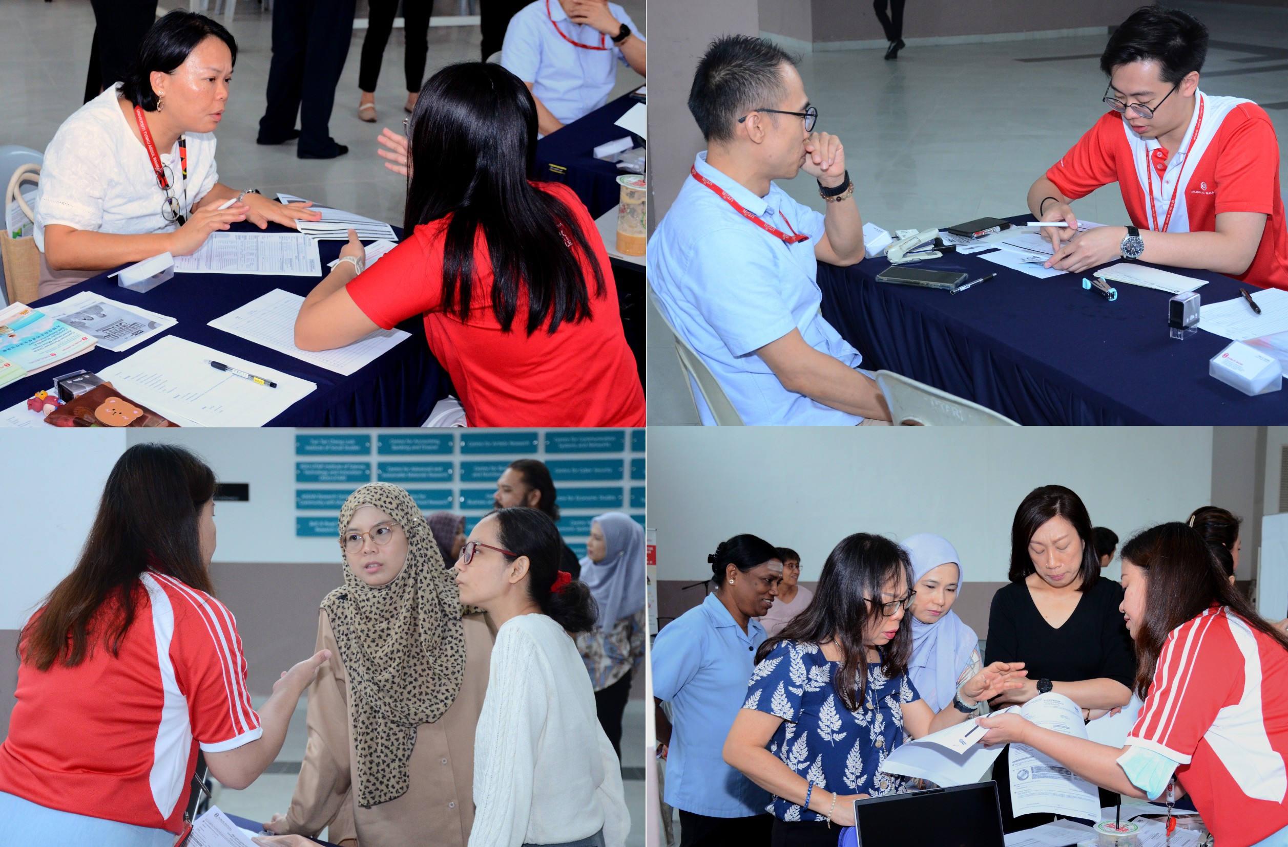 UTAR staff engaging with Public Bank Berhad representatives at the mobile counters