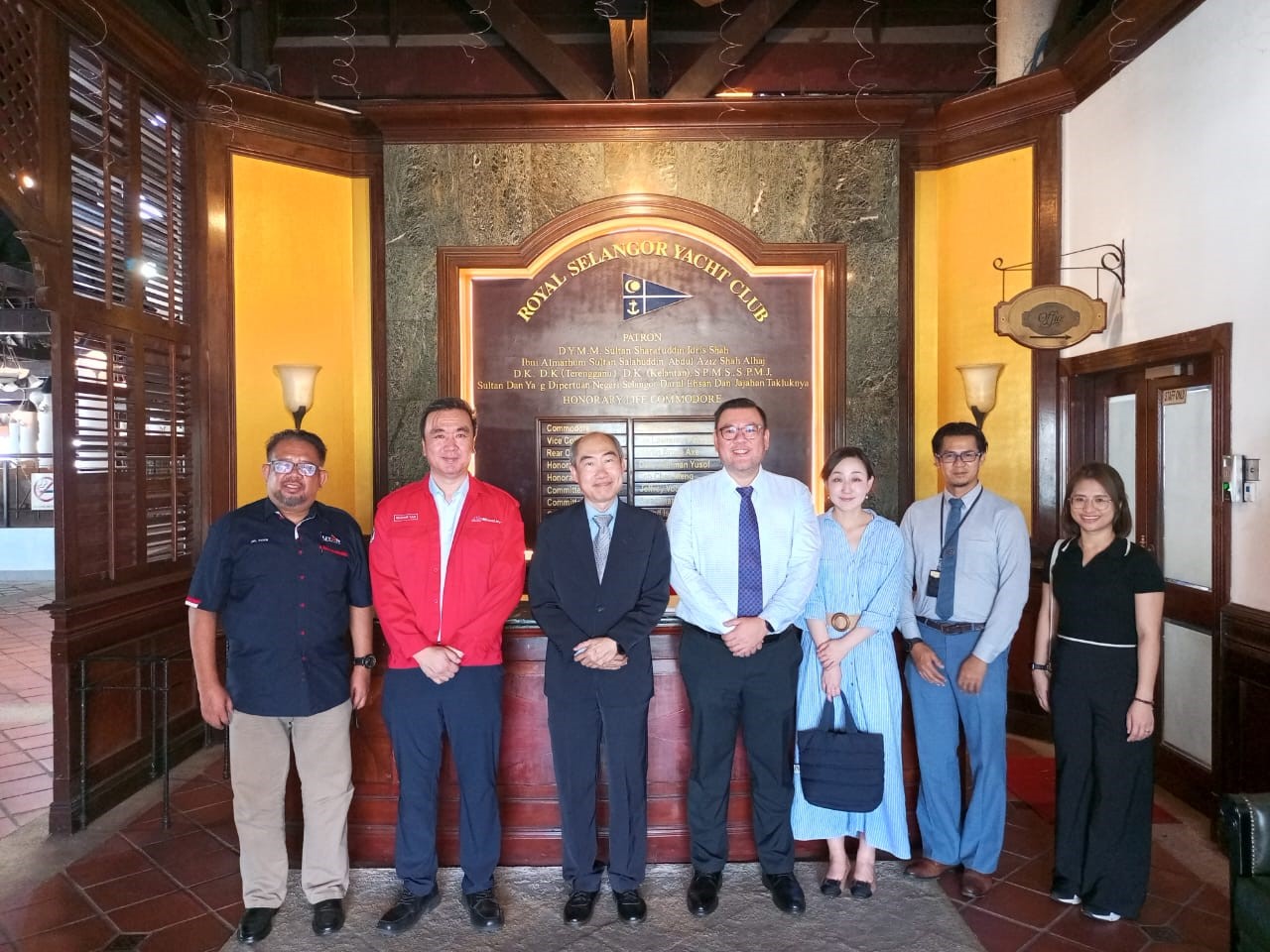 The group visiting the Royal Selangor Yacht Club (from left) Dr Mohd Azam, Mr Adrian Tan, Dr Lim, Mr Edwin Tan, Dr Chen, En Afwan Hakim, and Ms Chin