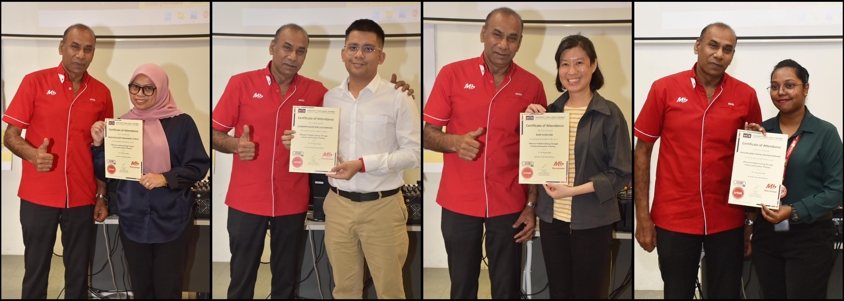 Participants receiving the Certificate of Completion