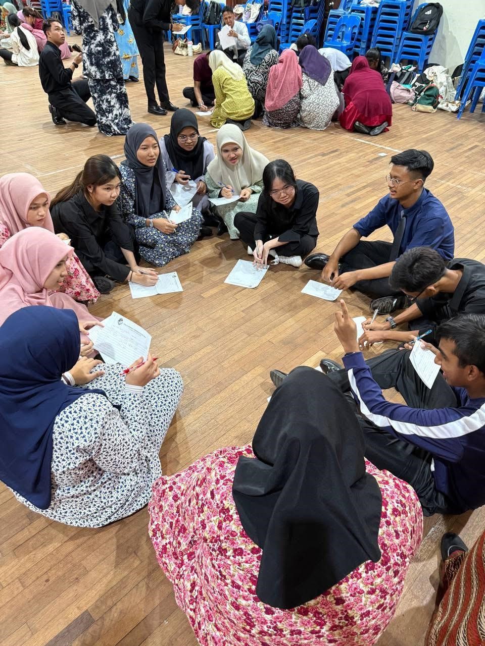 Students participating actively in the activity 