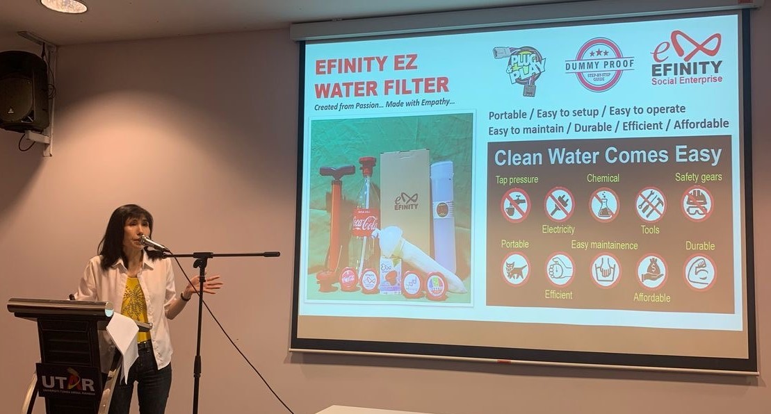Ms Teng sharing her hope to help the community have access to clean water