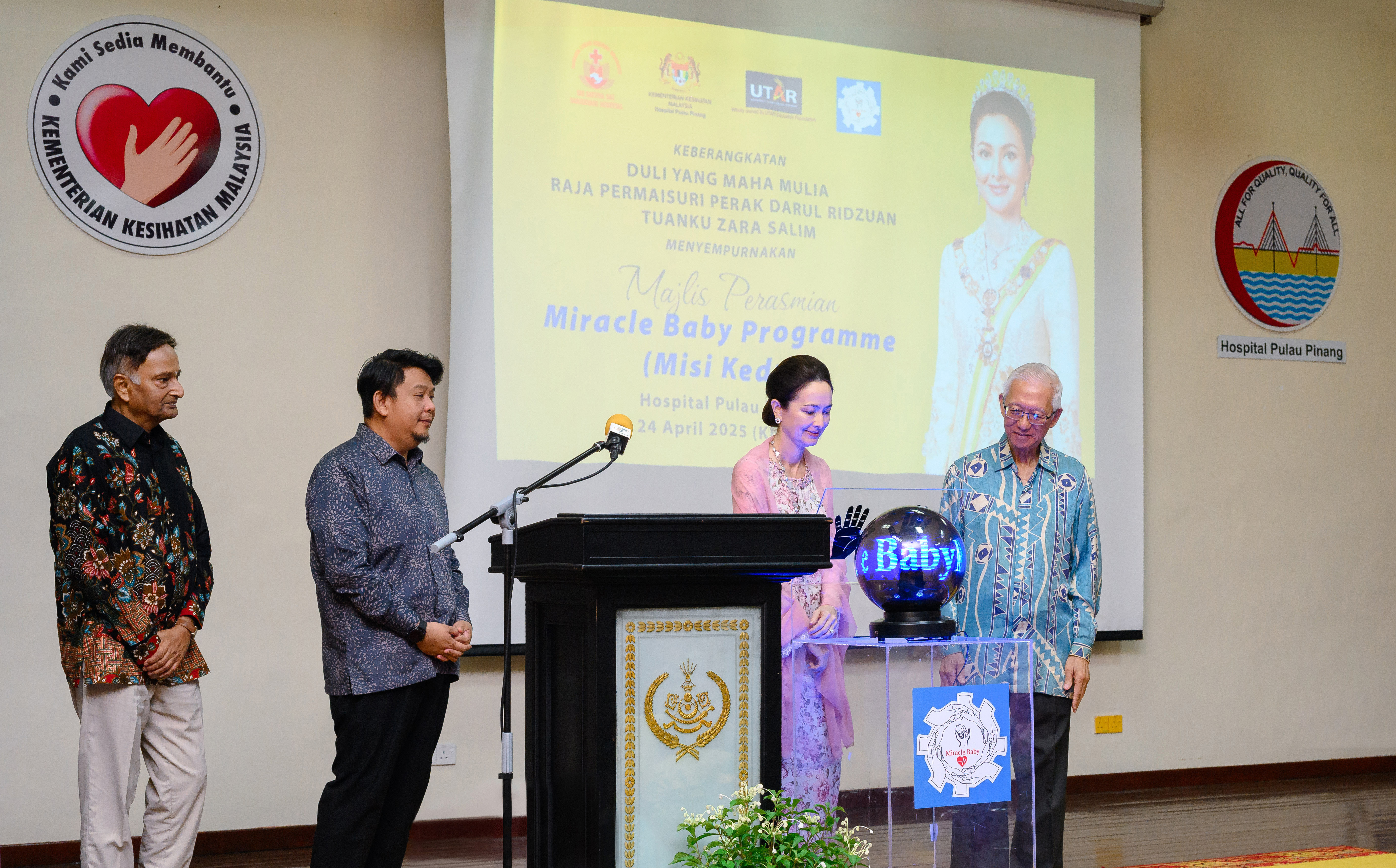 HRH Tuanku Zara Salim officially launching the Second Mission of the Miracle Baby Programme, symbolising a renewed commitment to saving young lives