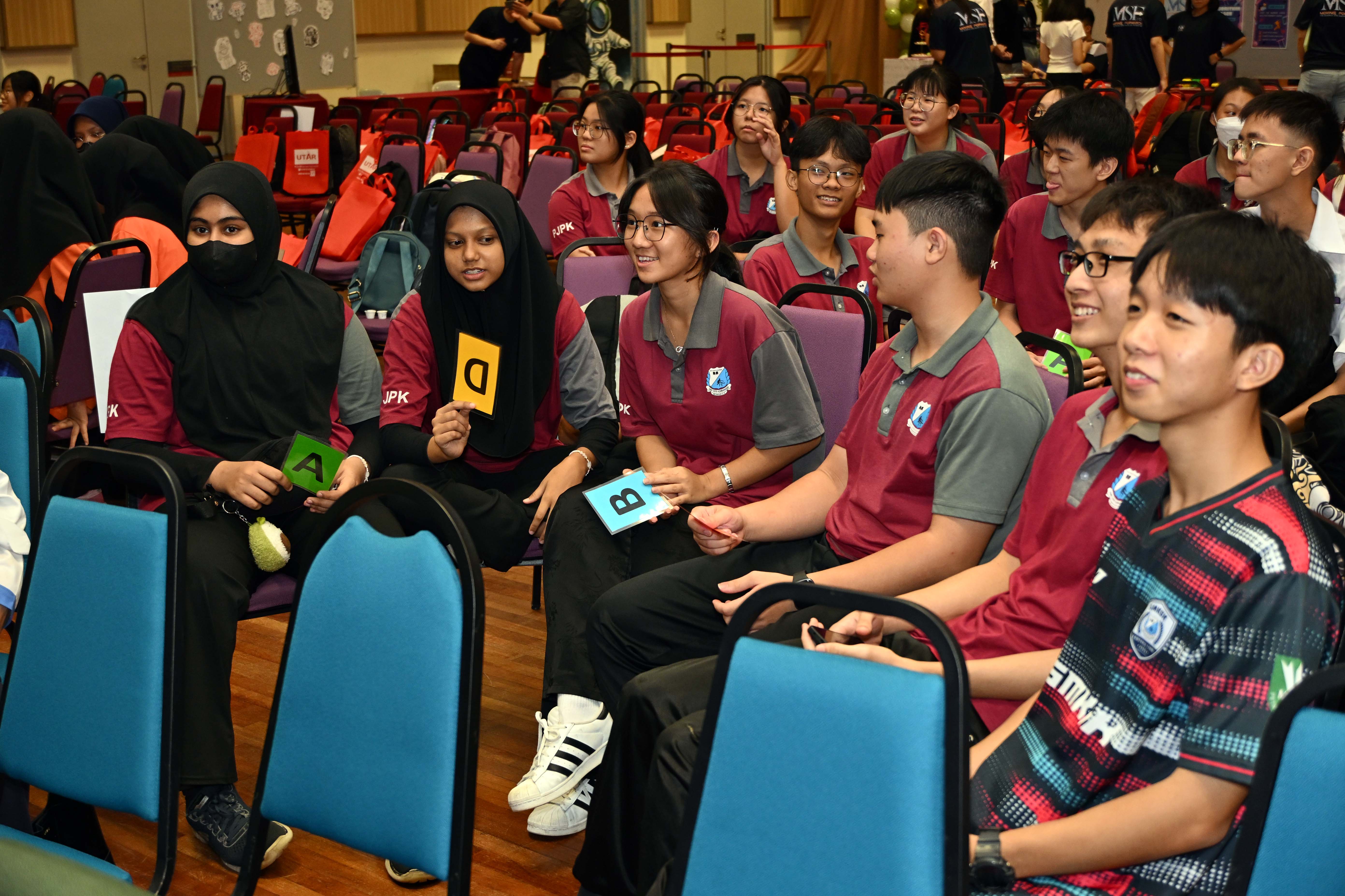Students participating in the quiz led by Mr Lim
