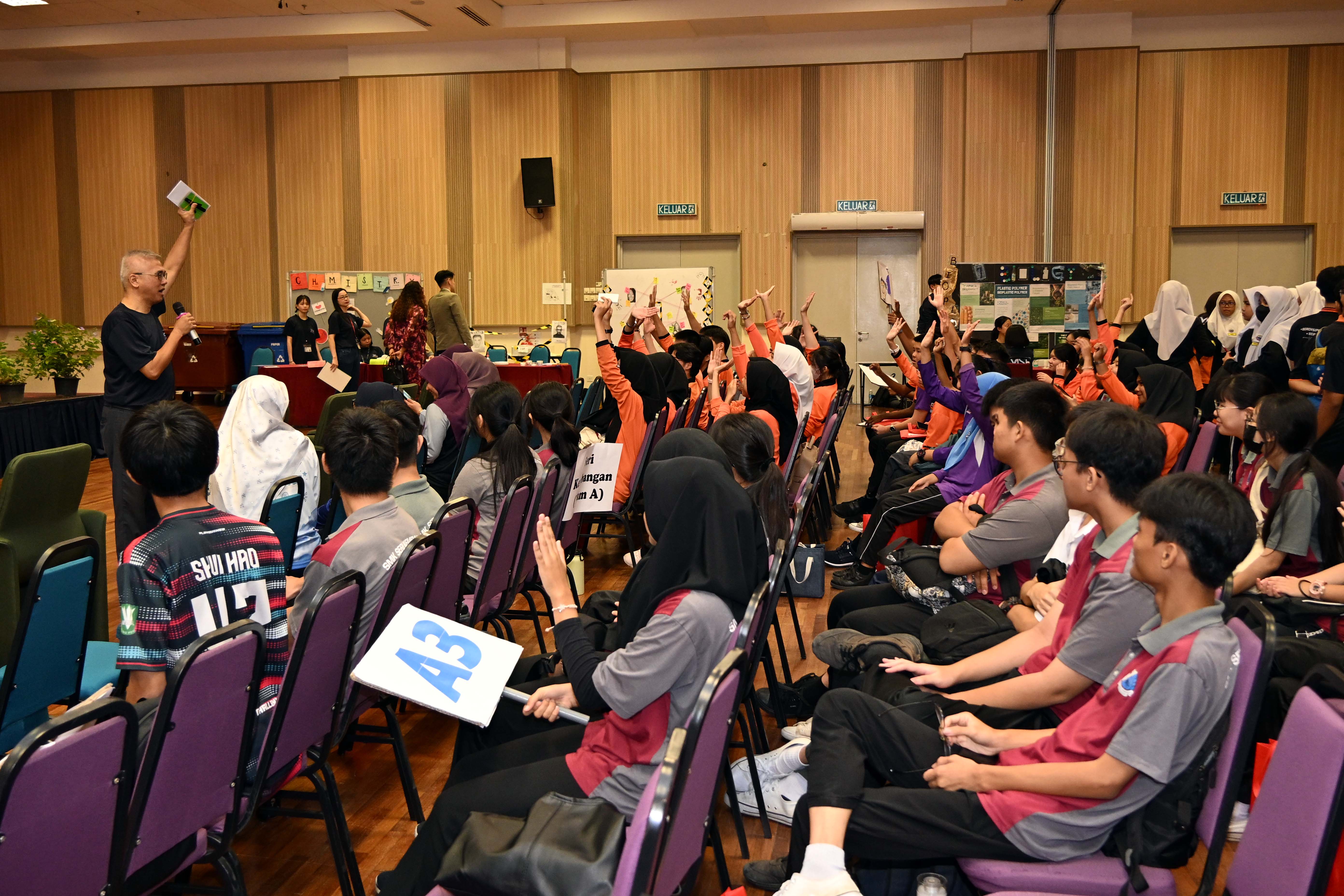 Students participating in the quiz led by Mr Lim