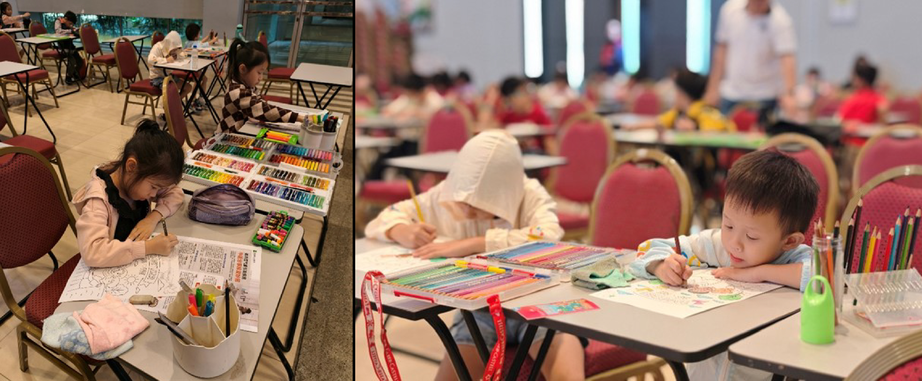 Participants showcasing their creativity during the colouring contest