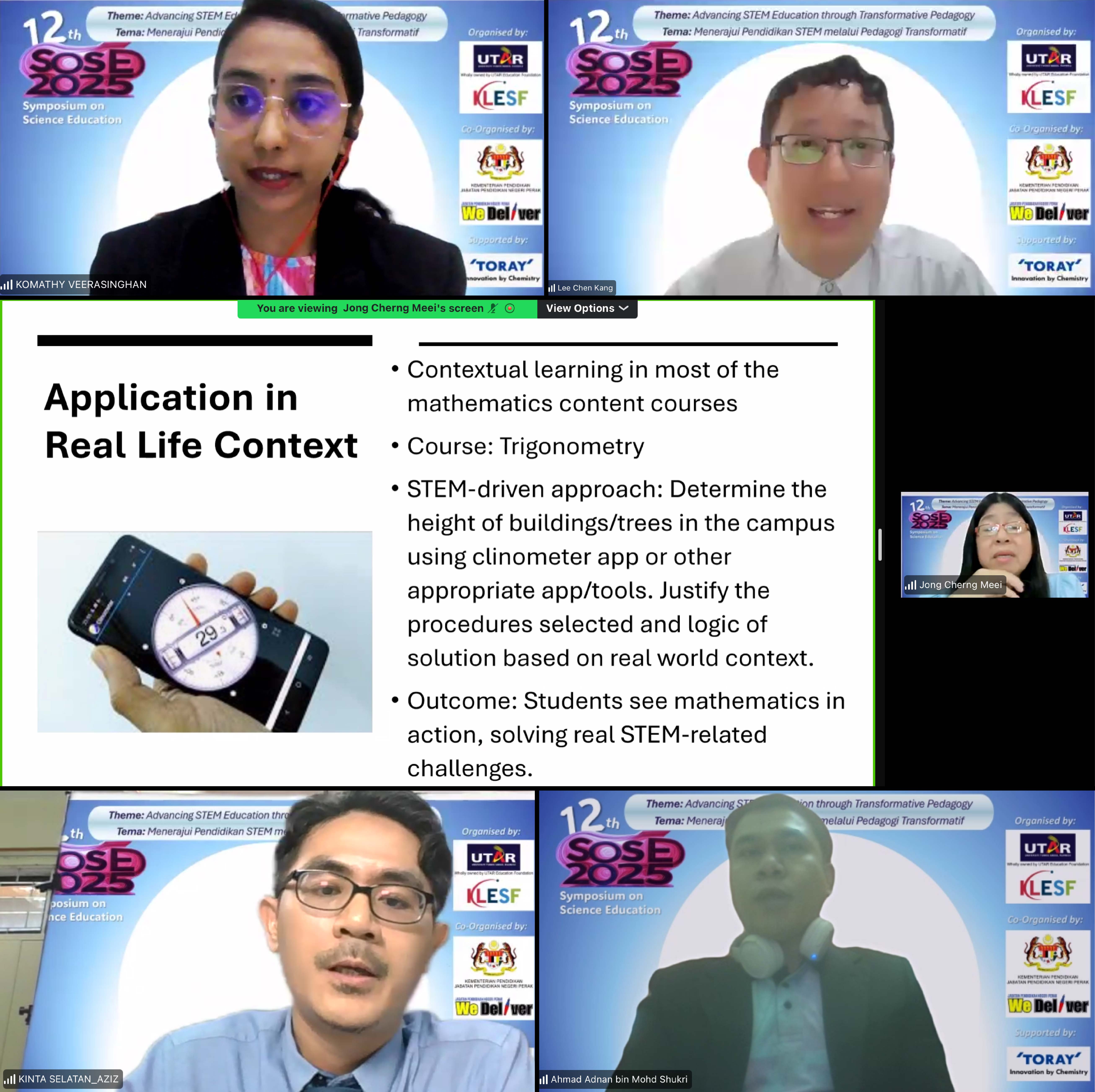 Speakers (from top to bottom): Ms Komathy, Dr Lee, Dr Jong, En Abdul Aziz and En Ahmad