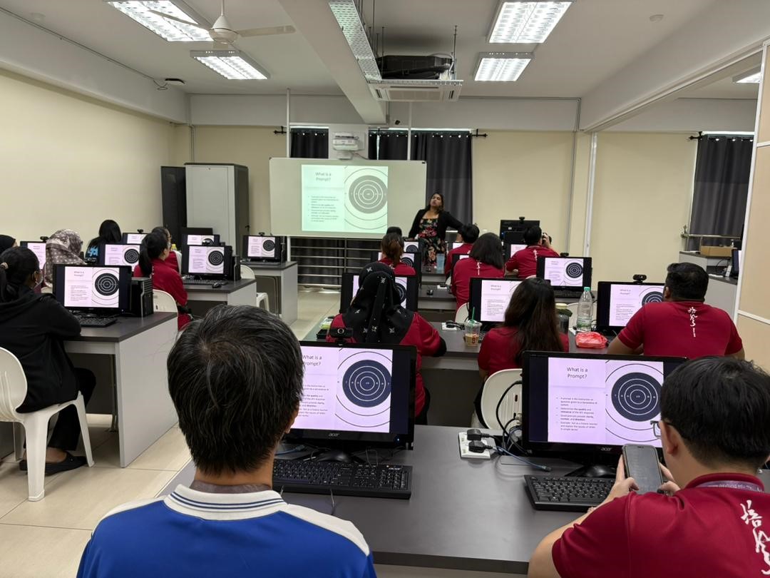 Clockwise from top left: Dr Amelia Chiang, Mr Maxwell Sim and Dr Kristina at the Generative AI Workshops