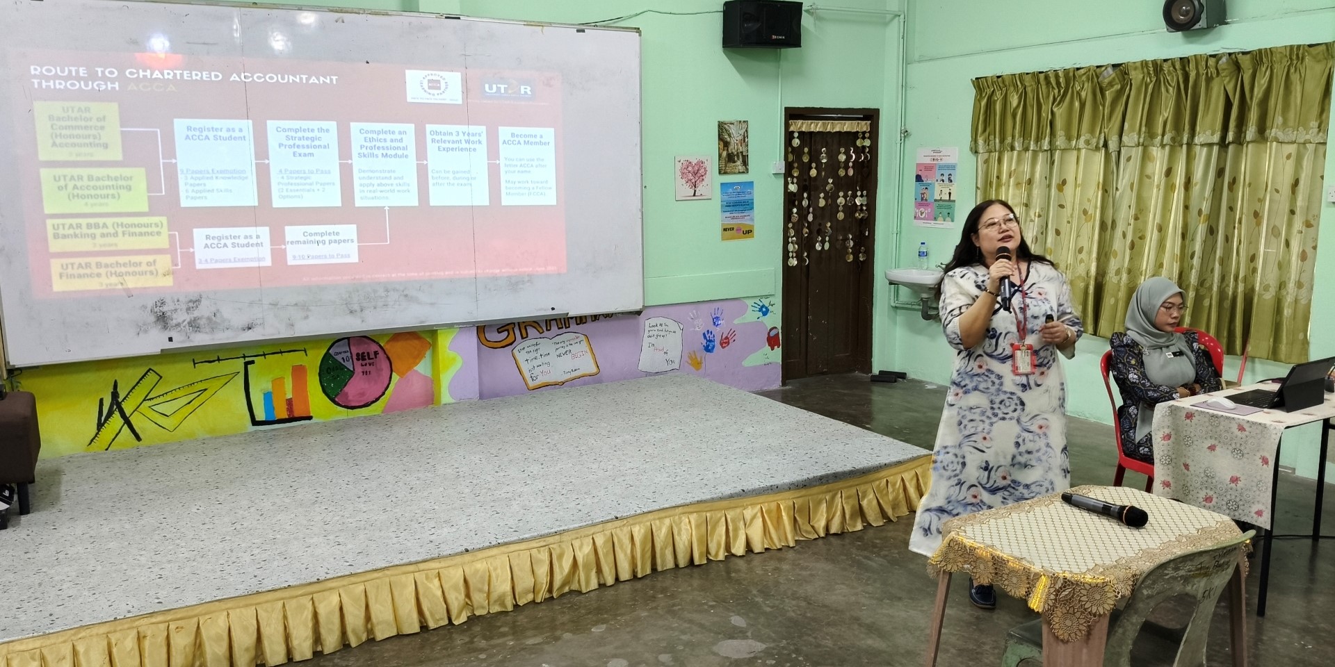 From the top: Ms Foo, Ms Loh and Ms Chin explaining THP FBF programmes