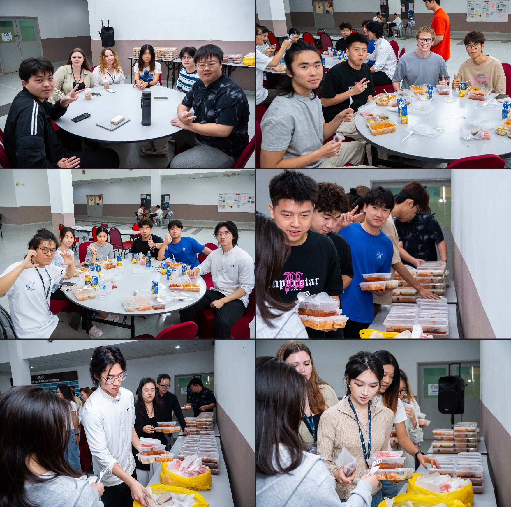Exchange students enjoying the welcome lunch